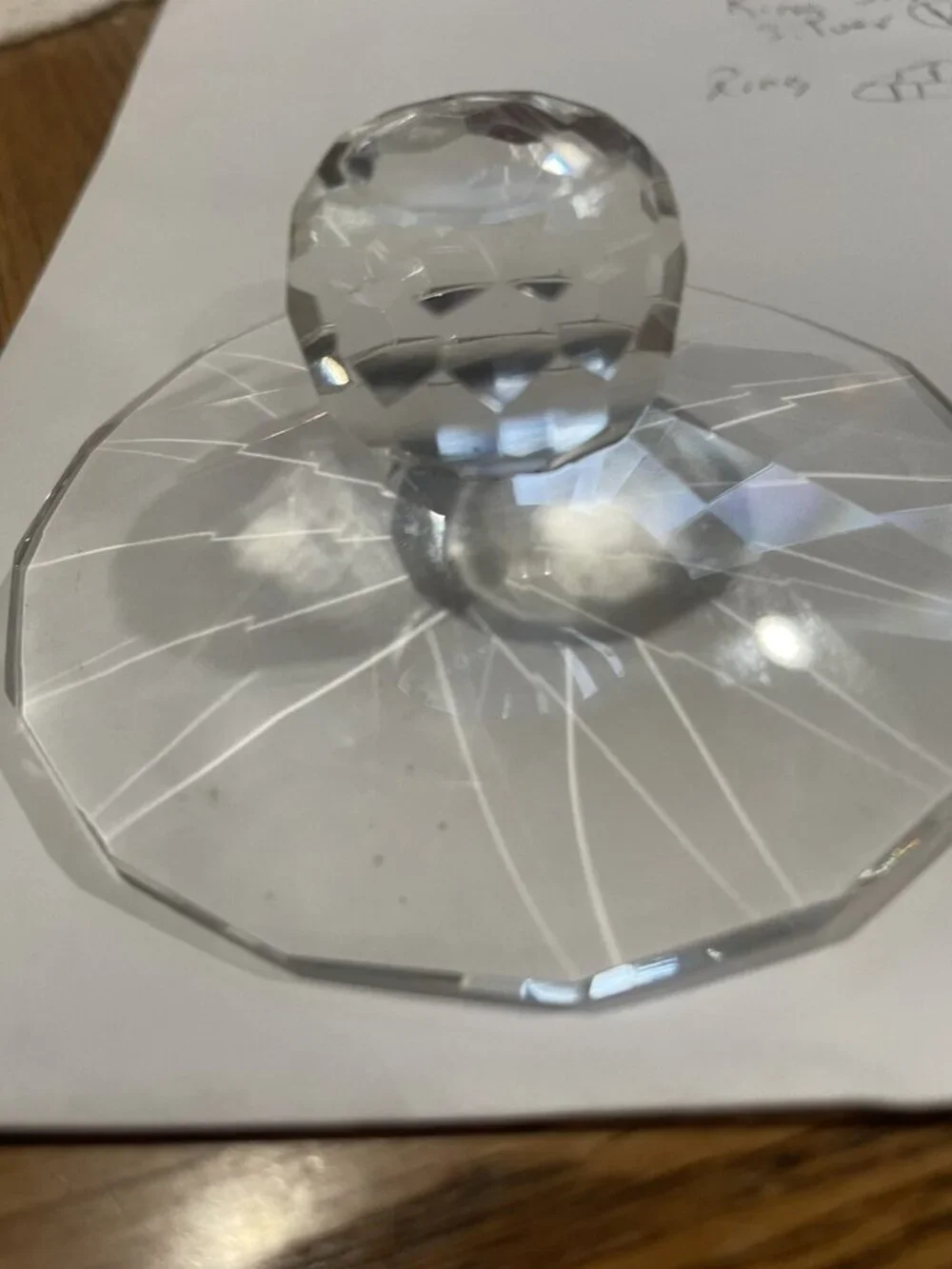 Crystal Glass Candle Topper 3 1/4”